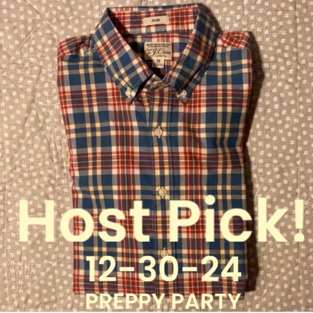 J. Crew Slim Stretch Plaid Shirt 98%Organic Cotton